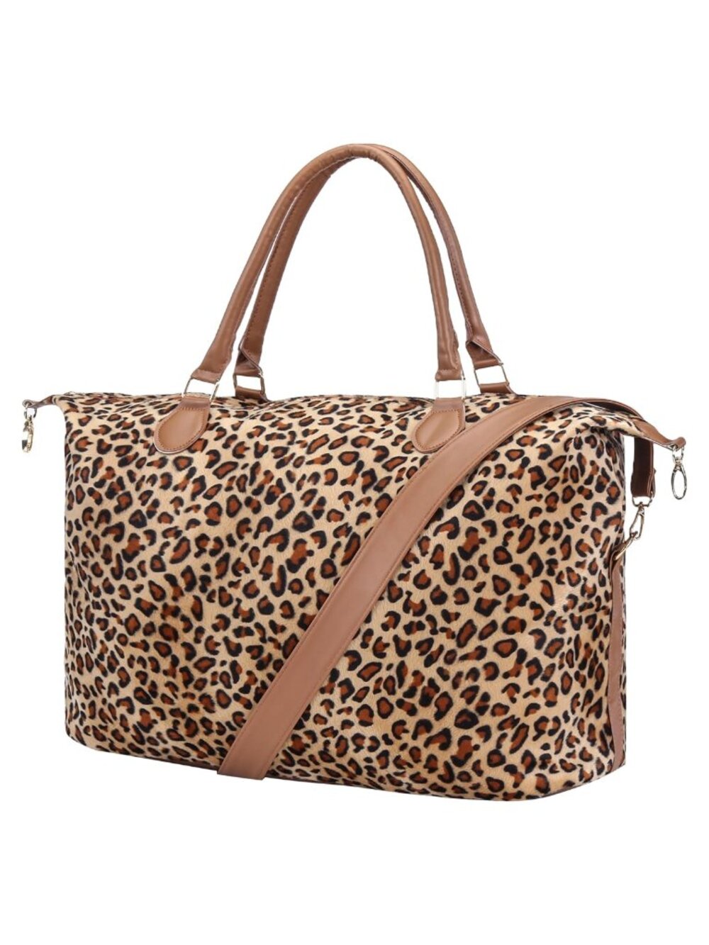Large Canvas Faux Leather Weekender Duffel Travel Tote with Shoulder Strap